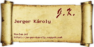 Jerger Károly névjegykártya